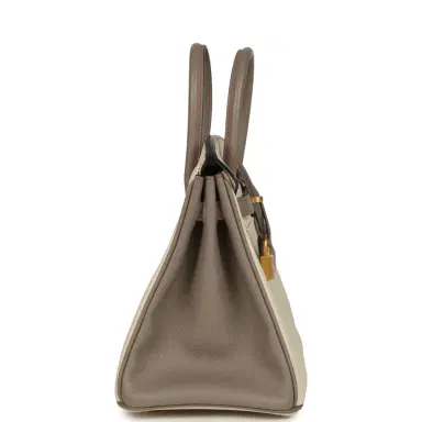 HERMÈS Hermes Special Order (HSS) Birkin 25 Craie and Gris Asphalte Epsom Brushed Palladium Hardware | Thumbnail 3 HERMÈS Hermes Special Order (HSS) Birkin 25 Craie and Gris Asphalte Epsom Brushed Palladium Hardware | Thumbnail 3