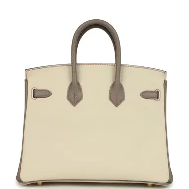 HERMÈS Hermes Special Order (HSS) Birkin 25 Craie and Gris Asphalte Epsom Brushed Palladium Hardware | Thumbnail 4 HERMÈS Hermes Special Order (HSS) Birkin 25 Craie and Gris Asphalte Epsom Brushed Palladium Hardware | Thumbnail 4