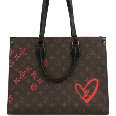 Louis Vuitton Louis Vuitton On The Go Fall In Love MM Tote Black, Red, Brown Monogram Gold Hardware | Thumbnail 4 Louis Vuitton Louis Vuitton On The Go Fall In Love MM Tote Black, Red, Brown Monogram Gold Hardware | Thumbnail 4