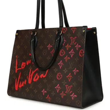 Louis Vuitton Louis Vuitton On The Go Fall In Love MM Tote Black, Red, Brown Monogram Gold Hardware | Thumbnail 5 Louis Vuitton Louis Vuitton On The Go Fall In Love MM Tote Black, Red, Brown Monogram Gold Hardware | Thumbnail 5