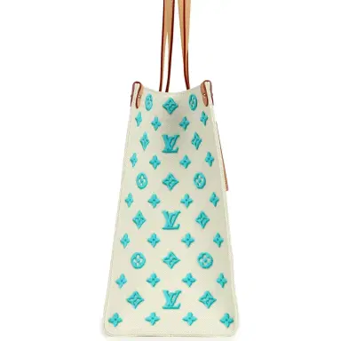 Louis Vuitton Louis Vuitton On The Go Miami GM Tote Light Beige Multi Jacquard Monogram Gold Hardware | Thumbnail 3 Louis Vuitton Louis Vuitton On The Go Miami GM Tote Light Beige Multi Jacquard Monogram Gold Hardware | Thumbnail 3