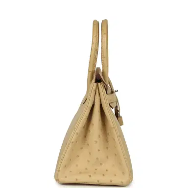 HERMÈS Pre-owned Hermes Birkin 30 Parchemin Ostrich Palladium Hardware | Thumbnail 2 HERMÈS Pre-owned Hermes Birkin 30 Parchemin Ostrich Palladium Hardware | Thumbnail 2