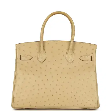 HERMÈS Pre-owned Hermes Birkin 30 Parchemin Ostrich Palladium Hardware | Thumbnail 3 HERMÈS Pre-owned Hermes Birkin 30 Parchemin Ostrich Palladium Hardware | Thumbnail 3