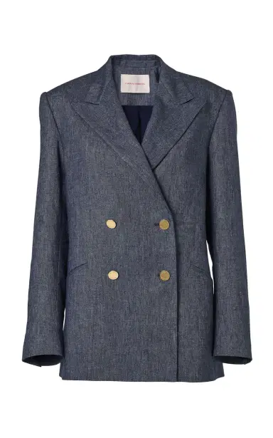 Carolina Herrera Double-Breasted Linen-Cashmere Blend Blazer | Thumbnail 1 Carolina Herrera Double-Breasted Linen-Cashmere Blend Blazer | Thumbnail 1