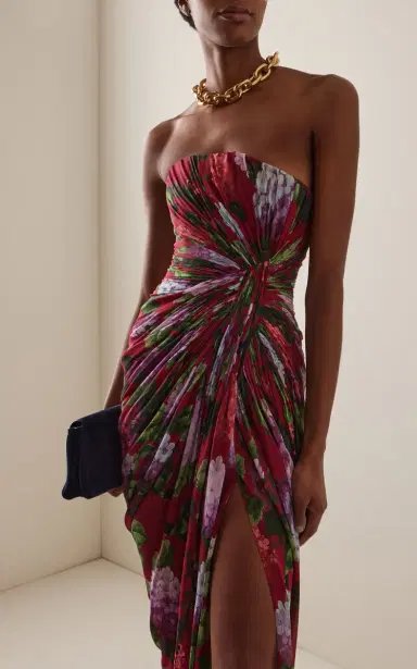 Carolina Herrera Draped Hydrangea-Printed Chiffon Gown | Thumbnail 3 Carolina Herrera Draped Hydrangea-Printed Chiffon Gown | Thumbnail 3