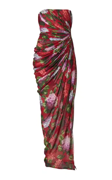 Carolina Herrera Draped Hydrangea-Printed Chiffon Gown | Thumbnail 6 Carolina Herrera Draped Hydrangea-Printed Chiffon Gown | Thumbnail 6