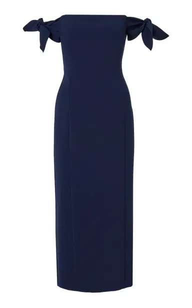Carolina Herrera Off-The-Shoulder Crepe Midi Dress | Thumbnail 1 Carolina Herrera Off-The-Shoulder Crepe Midi Dress | Thumbnail 1