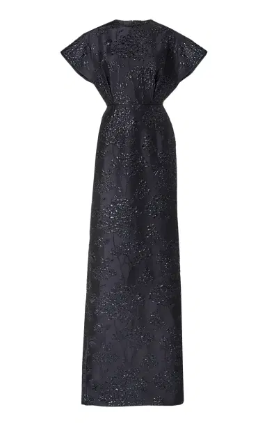 Carolina Herrera Fan-Bodice Floral Bouquet Lurex Gown | Thumbnail 2 Carolina Herrera Fan-Bodice Floral Bouquet Lurex Gown | Thumbnail 2