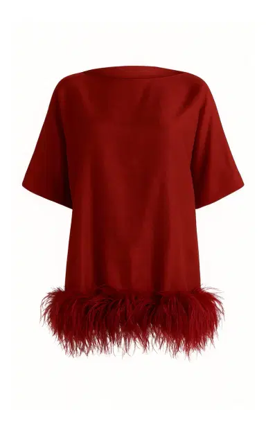 Dima Ayad Feather-Trimmed Short-Sleeve Top | Thumbnail 4 Dima Ayad Feather-Trimmed Short-Sleeve Top | Thumbnail 4