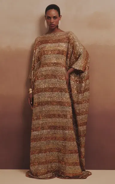 Dima Ayad Striped Sequined Maxi Kaftan | Thumbnail 2 Dima Ayad Striped Sequined Maxi Kaftan | Thumbnail 2