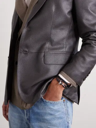 Tom Ford Woven Leather and Silver-Tone Wrap Bracelet - Men | Thumbnail 2 Tom Ford Woven Leather and Silver-Tone Wrap Bracelet - Men | Thumbnail 2