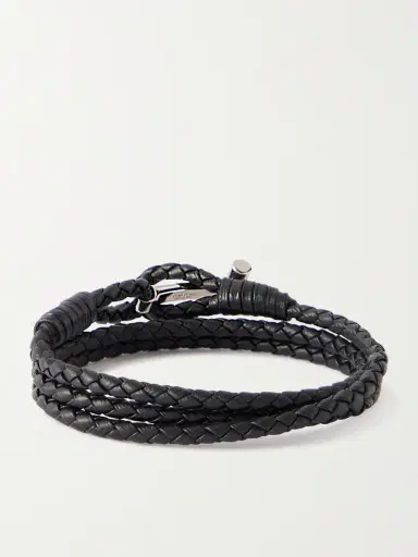 Tom Ford Woven Leather and Silver-Tone Wrap Bracelet - Men | Thumbnail 3 Tom Ford Woven Leather and Silver-Tone Wrap Bracelet - Men | Thumbnail 3