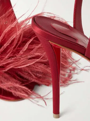 Christian Louboutin Miss Z Poupi 100 Feather-embellished Satin Sandals | Thumbnail 5 Christian Louboutin Miss Z Poupi 100 Feather-embellished Satin Sandals | Thumbnail 5