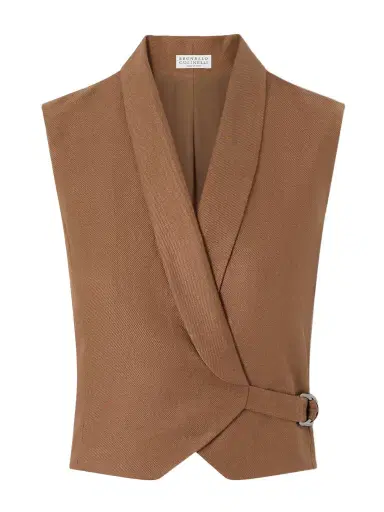 Brunello Cucinelli Linen-twill Wrap Vest | Thumbnail 1 Brunello Cucinelli Linen-twill Wrap Vest | Thumbnail 1
