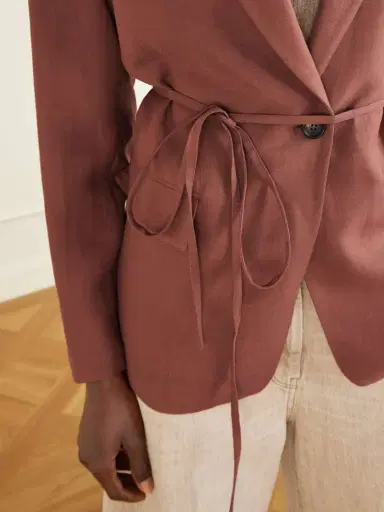 Brunello Cucinelli Embellished Belted Twill Wrap Jacket | Thumbnail 4 Brunello Cucinelli Embellished Belted Twill Wrap Jacket | Thumbnail 4
