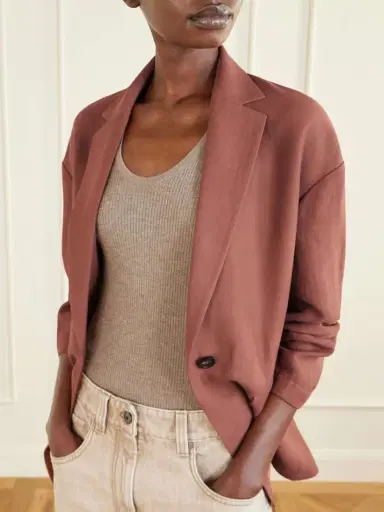 Brunello Cucinelli Embellished Belted Twill Wrap Jacket | Thumbnail 5 Brunello Cucinelli Embellished Belted Twill Wrap Jacket | Thumbnail 5