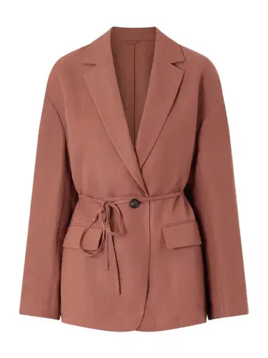 Brunello Cucinelli Embellished Belted Twill Wrap Jacket | Thumbnail 1 Brunello Cucinelli Embellished Belted Twill Wrap Jacket | Thumbnail 1