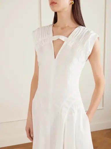 Proenza Schouler Manoela Ruched Paneled Cotton-blend Poplin Midi Dress | Thumbnail 4 Proenza Schouler Manoela Ruched Paneled Cotton-blend Poplin Midi Dress | Thumbnail 4