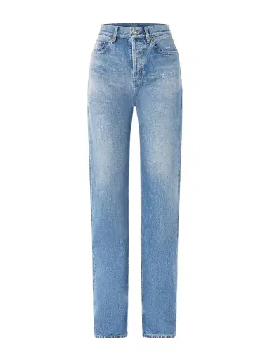 Saint Laurent Distressed High-rise Straight-leg Jeans | Thumbnail 1 Saint Laurent Distressed High-rise Straight-leg Jeans | Thumbnail 1