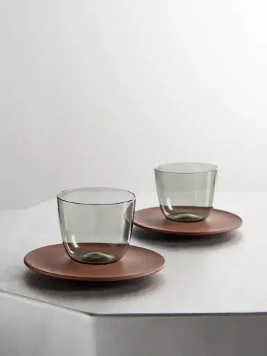 LOBMEYR + Meissen Set Of Two Glass And Stoneware Espresso Cups And Saucers | Thumbnail 1 LOBMEYR + Meissen Set Of Two Glass And Stoneware Espresso Cups And Saucers | Thumbnail 1