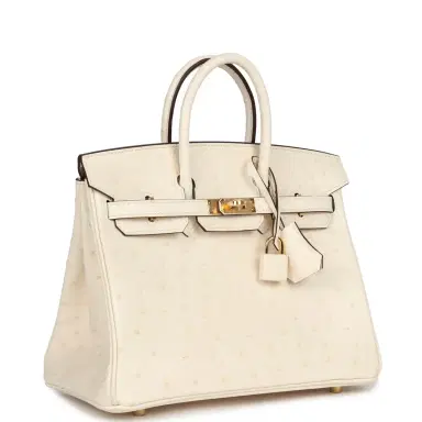 HERMÈS Hermes Birkin 25 Nata Ostrich Gold Hardware | Thumbnail 2 HERMÈS Hermes Birkin 25 Nata Ostrich Gold Hardware | Thumbnail 2