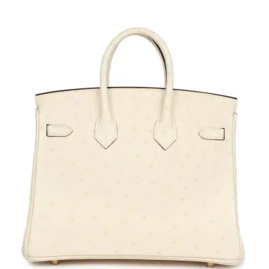 HERMÈS Hermes Birkin 25 Nata Ostrich Gold Hardware | Thumbnail 4 HERMÈS Hermes Birkin 25 Nata Ostrich Gold Hardware | Thumbnail 4
