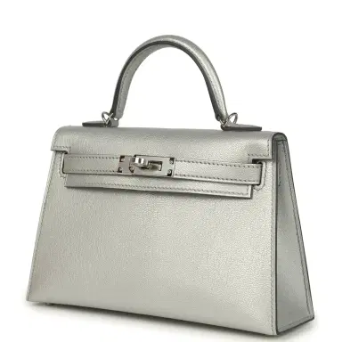 HERMÈS Hermes Kelly Sellier 20 Argent Chevre Chamkilight Palladium Hardware | Thumbnail 3 HERMÈS Hermes Kelly Sellier 20 Argent Chevre Chamkilight Palladium Hardware | Thumbnail 3