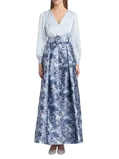 SACHIN & BABI Women's Zoe Printed Mikado Gown - Celestial Bluef Rozen Flora - Size 0 | Thumbnail 3 SACHIN & BABI Women's Zoe Printed Mikado Gown - Celestial Bluef Rozen Flora - Size 0 | Thumbnail 3