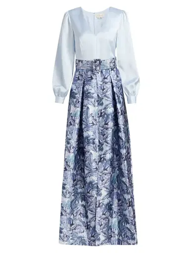SACHIN & BABI Women's Zoe Printed Mikado Gown - Celestial Bluef Rozen Flora - Size 0 | Thumbnail 1 SACHIN & BABI Women's Zoe Printed Mikado Gown - Celestial Bluef Rozen Flora - Size 0 | Thumbnail 1