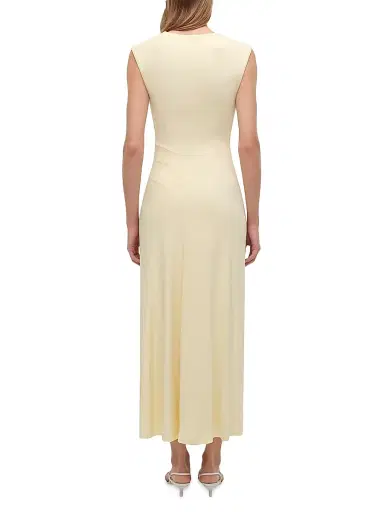 Simkhai Women's Acacia Ruched Midi-Dress - Light Yellow - Size Small | Thumbnail 4 Simkhai Women's Acacia Ruched Midi-Dress - Light Yellow - Size Small | Thumbnail 4