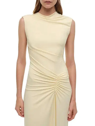 Simkhai Women's Acacia Ruched Midi-Dress - Light Yellow - Size Small | Thumbnail 5 Simkhai Women's Acacia Ruched Midi-Dress - Light Yellow - Size Small | Thumbnail 5
