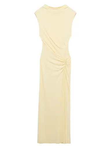 Simkhai Women's Acacia Ruched Midi-Dress - Light Yellow - Size Small | Thumbnail 1 Simkhai Women's Acacia Ruched Midi-Dress - Light Yellow - Size Small | Thumbnail 1