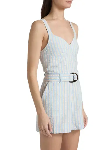 SIMKHAI Women's Kai Bustier-Style Romper - Hydrangea Blue Stripe | Thumbnail 4 SIMKHAI Women's Kai Bustier-Style Romper - Hydrangea Blue Stripe | Thumbnail 4