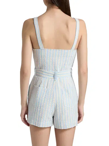 SIMKHAI Women's Kai Bustier-Style Romper - Hydrangea Blue Stripe | Thumbnail 5 SIMKHAI Women's Kai Bustier-Style Romper - Hydrangea Blue Stripe | Thumbnail 5