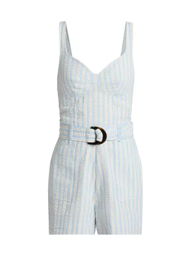 SIMKHAI Women's Kai Bustier-Style Romper - Hydrangea Blue Stripe | Thumbnail 1 SIMKHAI Women's Kai Bustier-Style Romper - Hydrangea Blue Stripe | Thumbnail 1