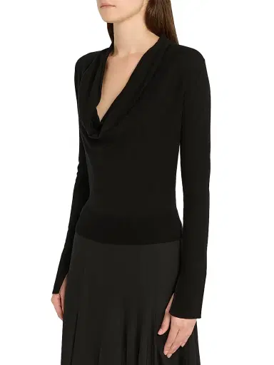 SIMKHAI Women's Natia Jersey Cowlneck Top - Black | Thumbnail 3 SIMKHAI Women's Natia Jersey Cowlneck Top - Black | Thumbnail 3