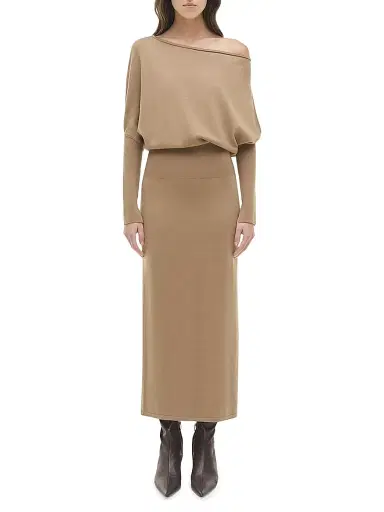 Simkhai Women's Janese Knit Blouson Midi-Dress - Dark Beige - Size XL | Thumbnail 2 Simkhai Women's Janese Knit Blouson Midi-Dress - Dark Beige - Size XL | Thumbnail 2