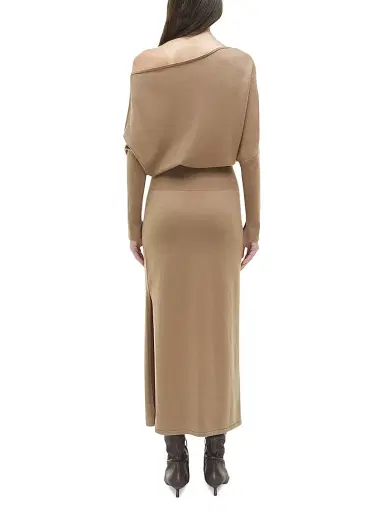 Simkhai Women's Janese Knit Blouson Midi-Dress - Dark Beige - Size XL | Thumbnail 4 Simkhai Women's Janese Knit Blouson Midi-Dress - Dark Beige - Size XL | Thumbnail 4