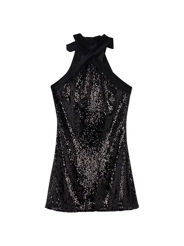 Women's Isla Sequined Halter Minidress - Black - Size 6 Women's Isla Sequined Halter Minidress - Black - Size 6