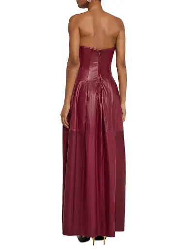 SIMKHAI Women's Carrington Strapless Leather Bustier Gown - Dark Red | Thumbnail 4 SIMKHAI Women's Carrington Strapless Leather Bustier Gown - Dark Red | Thumbnail 4