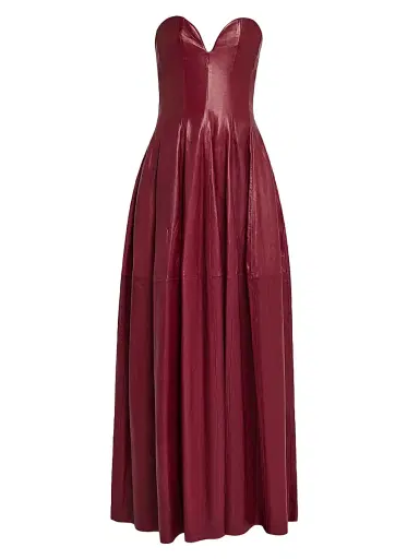 SIMKHAI Women's Carrington Strapless Leather Bustier Gown - Dark Red | Thumbnail 1 SIMKHAI Women's Carrington Strapless Leather Bustier Gown - Dark Red | Thumbnail 1
