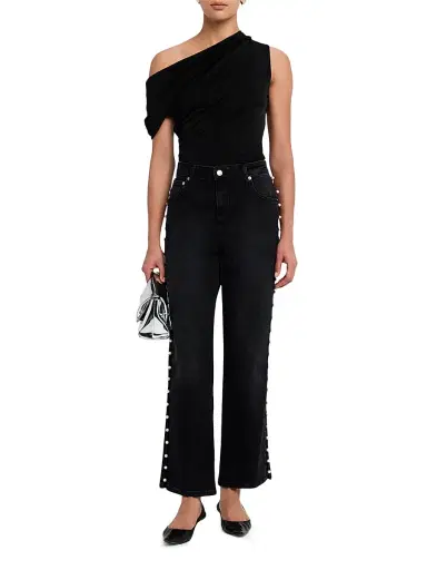 SIMKHAI Women's Amelia Embellished High-Rise Straight-Leg Ankle Jeans - Topanga | Thumbnail 2 SIMKHAI Women's Amelia Embellished High-Rise Straight-Leg Ankle Jeans - Topanga | Thumbnail 2