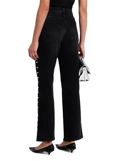 SIMKHAI Women's Amelia Embellished High-Rise Straight-Leg Ankle Jeans - Topanga | Thumbnail 4 SIMKHAI Women's Amelia Embellished High-Rise Straight-Leg Ankle Jeans - Topanga | Thumbnail 4