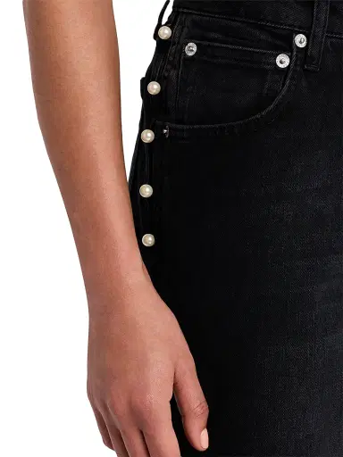 SIMKHAI Women's Amelia Embellished High-Rise Straight-Leg Ankle Jeans - Topanga | Thumbnail 5 SIMKHAI Women's Amelia Embellished High-Rise Straight-Leg Ankle Jeans - Topanga | Thumbnail 5