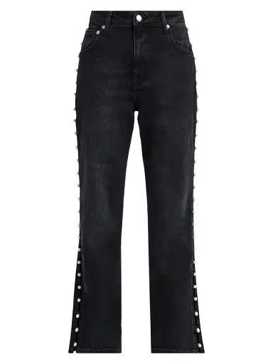 SIMKHAI Women's Amelia Embellished High-Rise Straight-Leg Ankle Jeans - Topanga | Thumbnail 1 SIMKHAI Women's Amelia Embellished High-Rise Straight-Leg Ankle Jeans - Topanga | Thumbnail 1