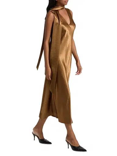 Rails Women's Lorenza Scarf-Detail Bias-Cut Satin Maxi Dress - Ginger | Thumbnail 2 Rails Women's Lorenza Scarf-Detail Bias-Cut Satin Maxi Dress - Ginger | Thumbnail 2