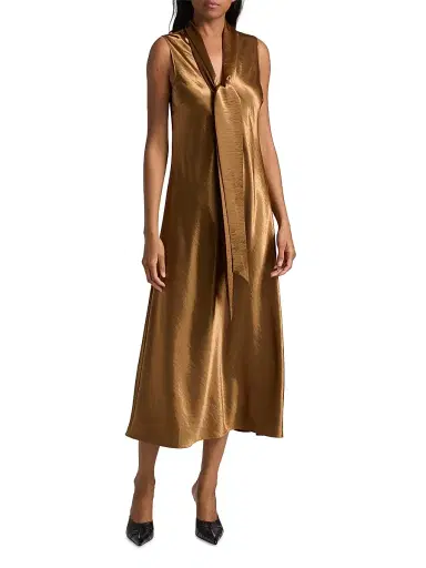 Rails Women's Lorenza Scarf-Detail Bias-Cut Satin Maxi Dress - Ginger | Thumbnail 3 Rails Women's Lorenza Scarf-Detail Bias-Cut Satin Maxi Dress - Ginger | Thumbnail 3