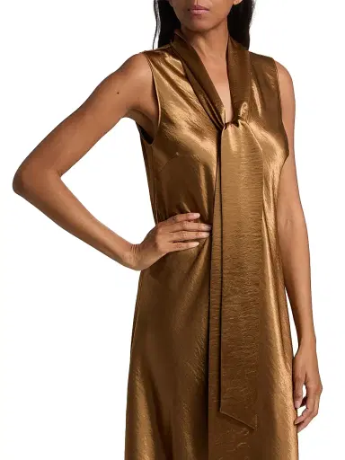 Rails Women's Lorenza Scarf-Detail Bias-Cut Satin Maxi Dress - Ginger | Thumbnail 6 Rails Women's Lorenza Scarf-Detail Bias-Cut Satin Maxi Dress - Ginger | Thumbnail 6
