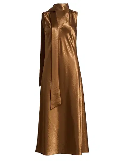 Rails Women's Lorenza Scarf-Detail Bias-Cut Satin Maxi Dress - Ginger | Thumbnail 1 Rails Women's Lorenza Scarf-Detail Bias-Cut Satin Maxi Dress - Ginger | Thumbnail 1