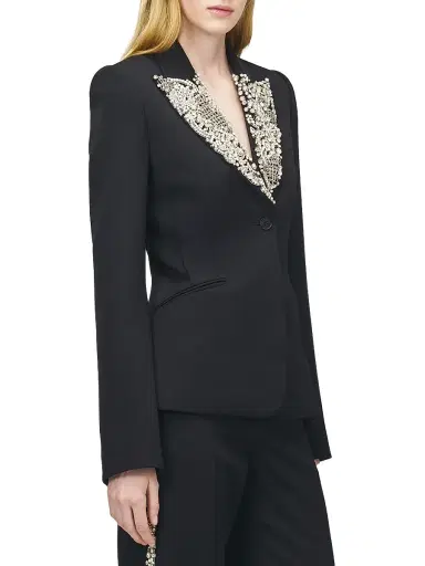 McQueen Women's Embellished Lapel Wool Blazer - Black | Thumbnail 4 McQueen Women's Embellished Lapel Wool Blazer - Black | Thumbnail 4